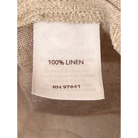 J. Jill Love Linen Beige Neutral Oversized Tunic Top Pockets Roll Tab  Size L - Picture 7 of 8